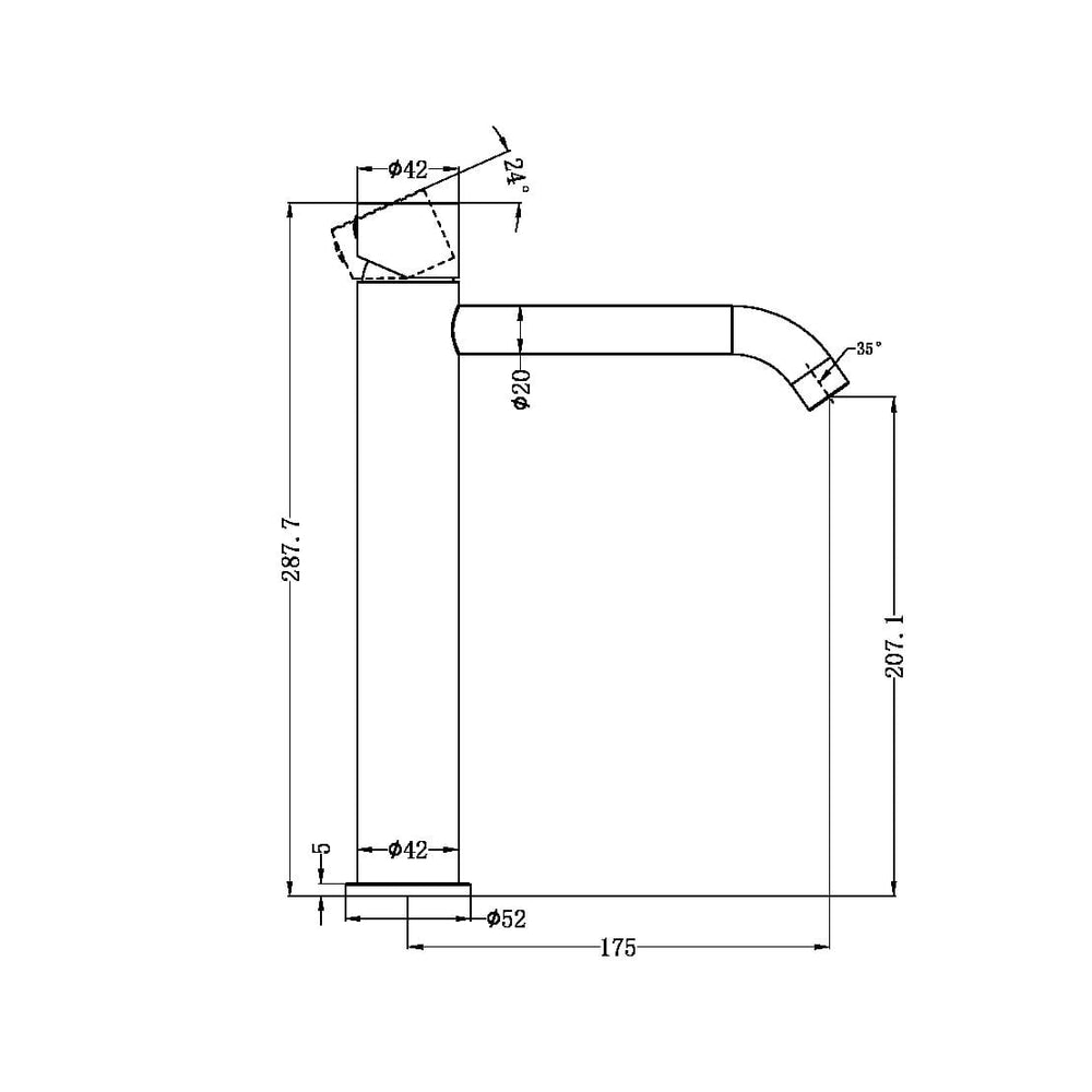 Zen SS316L Tall Basin Mixer Handless Graphite (NR162201cGR)
