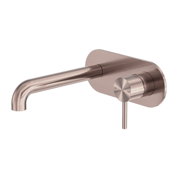 Nero Mixer Taps Zen SS316L Wall Basin/Bath Mixer 185/230mm Spout Brushed Bronze