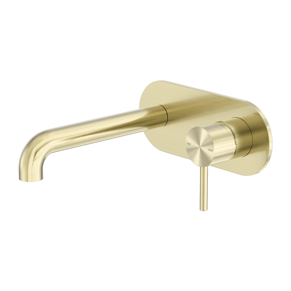 Nero Mixer Taps Zen SS316L Wall Basin/Bath Mixer 185/230mm Spout Brushed Gold