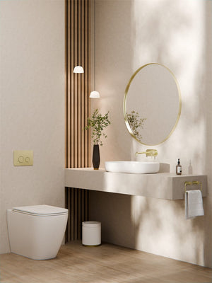 Nero Mixer Taps Zen SS316L Wall Basin/Bath Mixer 185/230mm Spout Brushed Gold