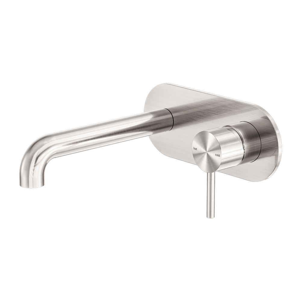 Nero Mixer Taps Zen SS316L Wall Basin/Bath Mixer 185/230mm Spout Brushed Nickel