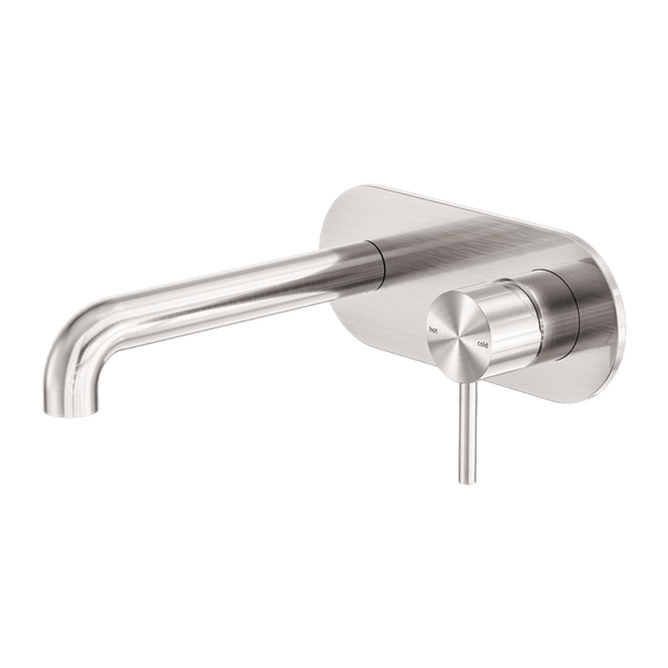 Nero Mixer Taps Zen SS316L Wall Basin/Bath Mixer 185/230mm Spout Brushed Nickel