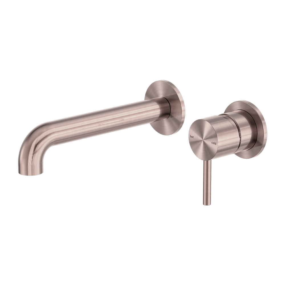 Nero Mixer Taps Zen SS316L Wall Basin/Bath Mixer Separate Back Plate 185/230mm Spout Brushed Bronze