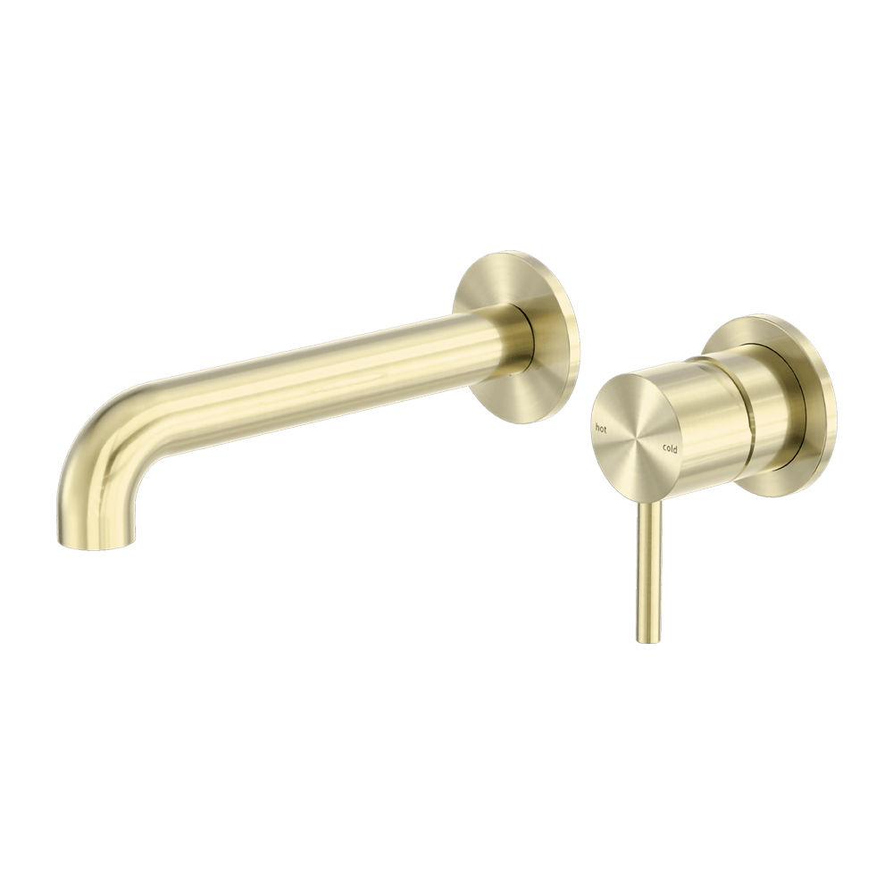 Nero Mixer Taps Zen SS316L Wall Basin/Bath Mixer Separate Back Plate 185/230mm Spout Brushed Gold
