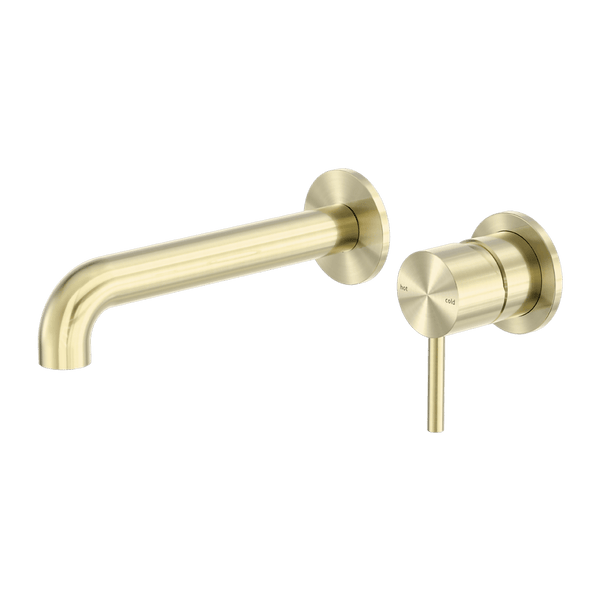 Nero Mixer Taps Zen SS316L Wall Basin/Bath Mixer Separate Back Plate 185/230mm Spout Brushed Gold
