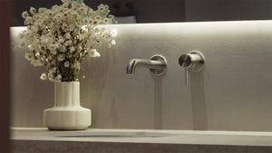 Nero Mixer Taps Zen SS316L Wall Basin/Bath Mixer Separate Back Plate 185/230mm Spout Brushed Gold