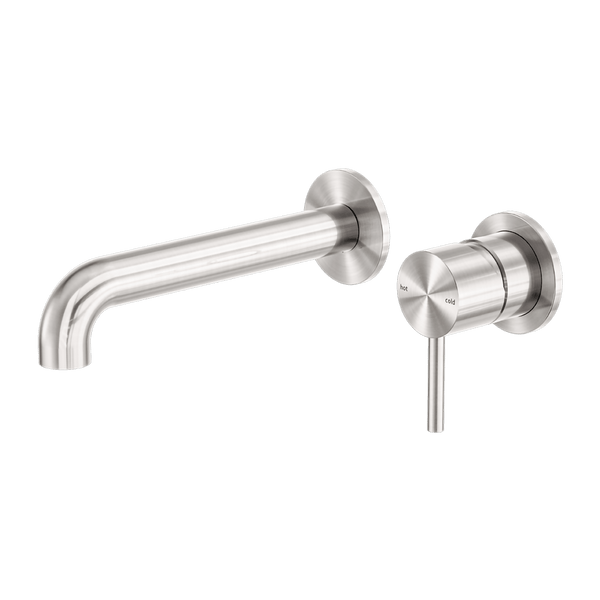 Nero Mixer Taps Zen SS316L Wall Basin/Bath Mixer Separate Back Plate 185/230mm Spout Brushed Nickel