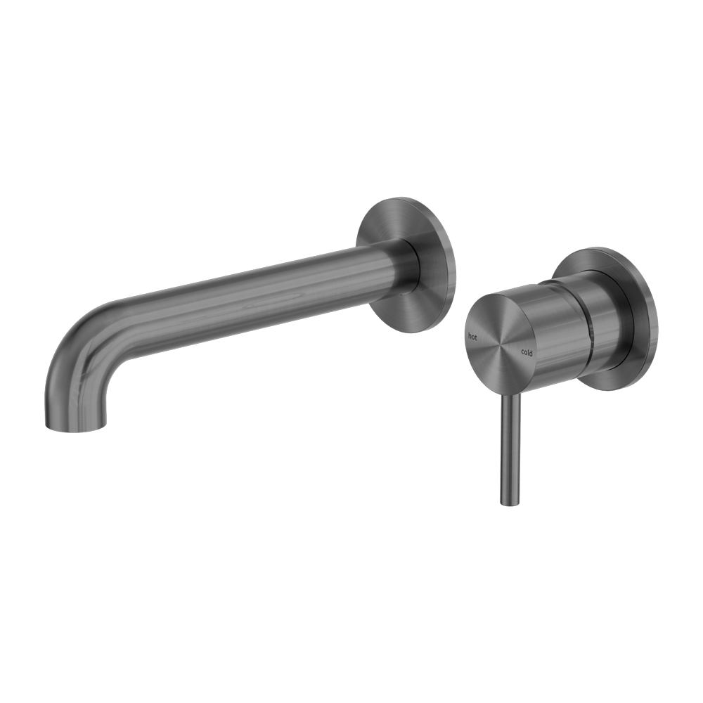 Nero Mixer Taps Zen SS316L Wall Basin/Bath Mixer Separate Back Plate 185/230mm Spout Graphite