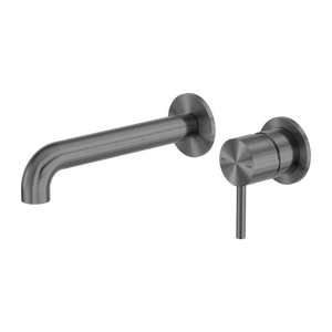 Nero Mixer Taps Zen SS316L Wall Basin/Bath Mixer Separate Back Plate 185/230mm Spout Graphite