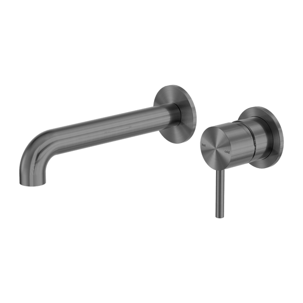 Nero Mixer Taps Zen SS316L Wall Basin/Bath Mixer Separate Back Plate 185/230mm Spout Graphite