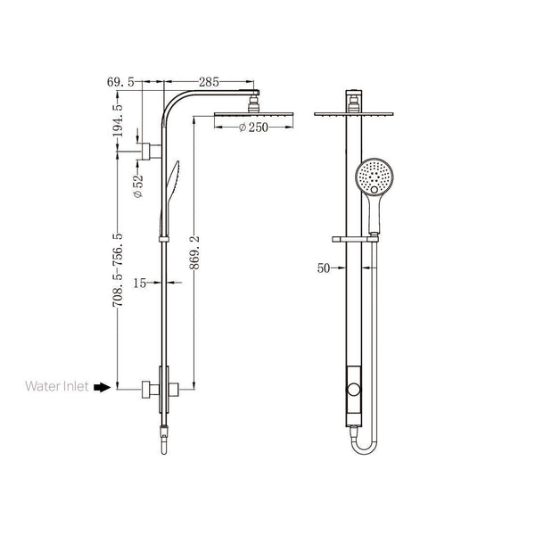 Nero Showers ASTRA RAIN ROUND TWIN SHOWER SINGLE HOSE CHROME (NR281305aCH)