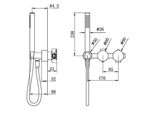 Nero Showers KARA PROGRESSIVE SHOWER SYSTEM SEPARATE PLATE GUN METAL (NR271903dGM)