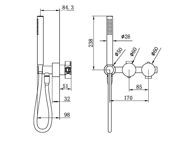 Nero Showers KARA PROGRESSIVE SHOWER SYSTEM SEPARATE PLATE MATTE BLACK (NR271903dMB)