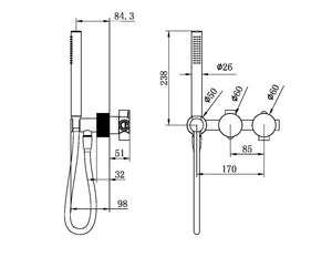 Nero Showers OPAL PROGRESSIVE SHOWER SYSTEM SEPARATE PLATE GRAPHITE (NR252003dGR)