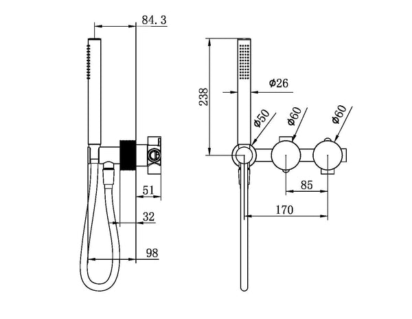 Nero Showers OPAL PROGRESSIVE SHOWER SYSTEM SEPARATE PLATE GRAPHITE (NR252003dGR)