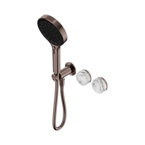 Nero Showers SERENITY PROGRESSIVE SHOWER SYSTEM WITH ARABESCATO CORCHIA HANDLE AND SERENITY HAND SHOWER BRUSHED BRONZE (24E028BZ)