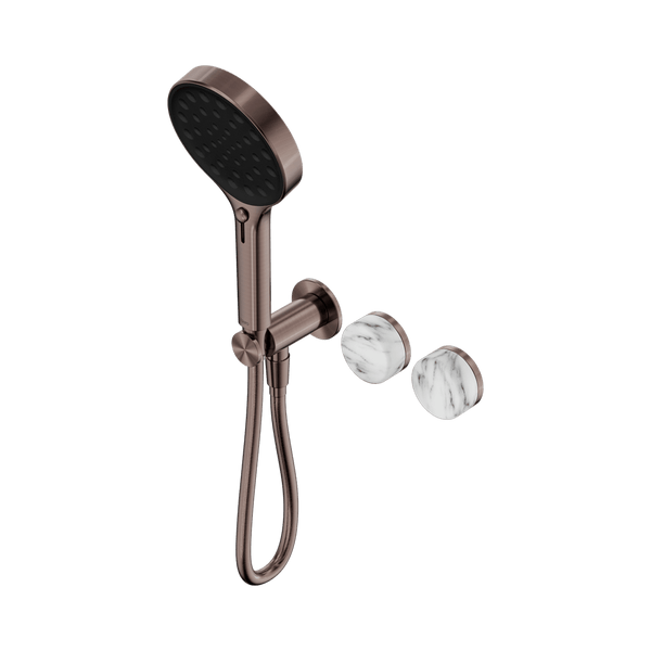 Nero Showers SERENITY PROGRESSIVE SHOWER SYSTEM WITH ARABESCATO CORCHIA HANDLE AND SERENITY HAND SHOWER BRUSHED BRONZE (24E028BZ)