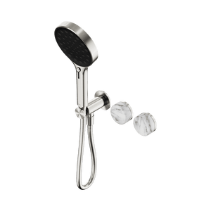 Nero Showers SERENITY PROGRESSIVE SHOWER SYSTEM WITH ARABESCATO CORCHIA HANDLE AND SERENITY HAND SHOWER BRUSHED NICKEL (24E028BN)
