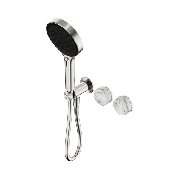 Nero Showers SERENITY PROGRESSIVE SHOWER SYSTEM WITH ARABESCATO CORCHIA HANDLE AND SERENITY HAND SHOWER BRUSHED NICKEL (24E028BN)
