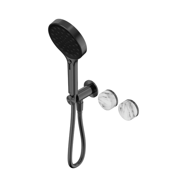 Nero Showers SERENITY PROGRESSIVE SHOWER SYSTEM WITH ARABESCATO CORCHIA HANDLE AND SERENITY HAND SHOWER GUN METAL (24E028GM)