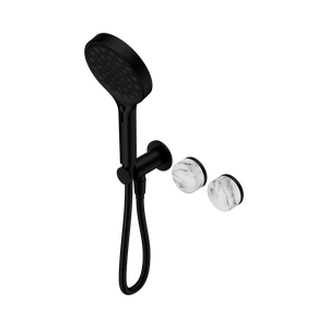 Nero Showers SERENITY PROGRESSIVE SHOWER SYSTEM WITH ARABESCATO CORCHIA HANDLE AND SERENITY HAND SHOWER MATTE BLACK (24E028MB)