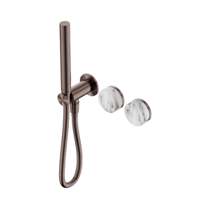 Nero Showers SERENITY PROGRESSIVE SHOWER SYSTEM WITH ARABESCATO CORCHIA HANDLE AND SLIM SHOWER BRUSHED BRONZE (24E022BZ)