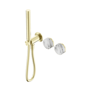 Nero Showers SERENITY PROGRESSIVE SHOWER SYSTEM WITH ARABESCATO CORCHIA HANDLE AND SLIM SHOWER BRUSHED GOLD (24E022BG)