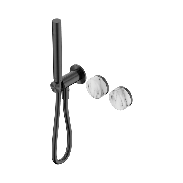 Nero Showers SERENITY PROGRESSIVE SHOWER SYSTEM WITH ARABESCATO CORCHIA HANDLE AND SLIM SHOWER GUN METAL (24E022GM)