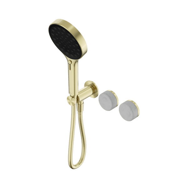 Nero Showers SERENITY PROGRESSIVE SHOWER SYSTEM WITH CARRARA HANDLE AND SERENITY HAND SHOWER BRUSHED GOLD (24E025BG)