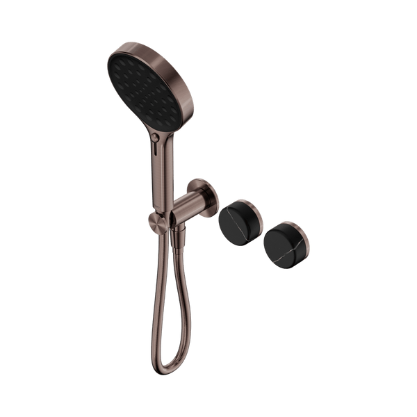 Nero Showers SERENITY PROGRESSIVE SHOWER SYSTEM WITH MARQUINA BLACK HANDLE AND SERENITY HAND SHOWER BRUSHED BRONZE (24E132BZ)