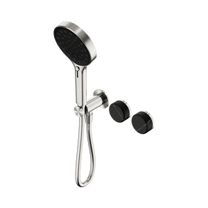 Nero Showers SERENITY PROGRESSIVE SHOWER SYSTEM WITH MARQUINA BLACK HANDLE AND SERENITY HAND SHOWER BRUSHED NICKEL (24E132BN)