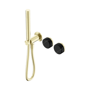 Nero Showers SERENITY PROGRESSIVE SHOWER SYSTEM WITH MARQUINA BLACK HANDLE AND SLIM SHOWER BRUSHED GOLD (24E131BG)