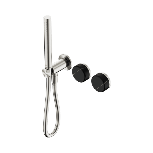 Nero Showers SERENITY PROGRESSIVE SHOWER SYSTEM WITH MARQUINA BLACK HANDLE AND SLIM SHOWER BRUSHED NICKEL (24E131BN)