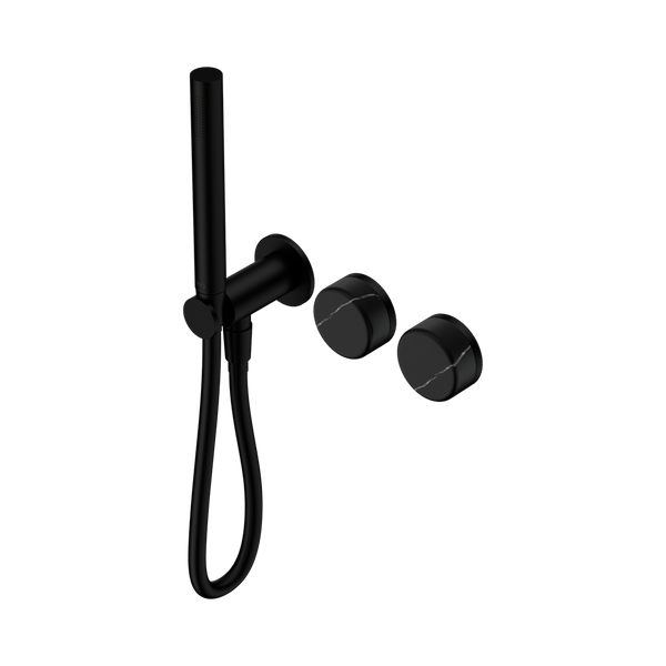 Nero Showers SERENITY PROGRESSIVE SHOWER SYSTEM WITH MARQUINA BLACK HANDLE AND SLIM SHOWER MATTE BLACK (24E131MB)