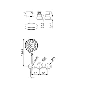Nero Showers SERENITY PROGRESSIVE SHOWER SYSTEM WITH METAL HANDLE AND SERENITY HAND SHOWER BRUSHED GOLD (24E030BG)