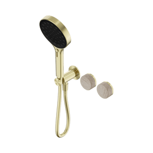 Nero Showers SERENITY PROGRESSIVE SHOWER SYSTEM WITH ROME TRAVERTINE HANDLE AND SERENITY HAND SHOWER BRUSHED GOLD (24E027BG)