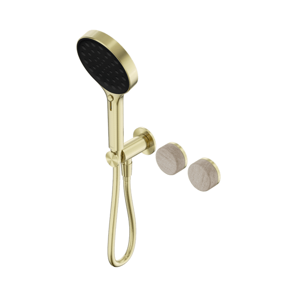 Nero Showers SERENITY PROGRESSIVE SHOWER SYSTEM WITH ROME TRAVERTINE HANDLE AND SERENITY HAND SHOWER BRUSHED GOLD (24E027BG)