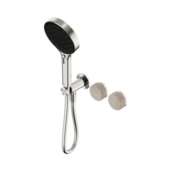 Nero Showers SERENITY PROGRESSIVE SHOWER SYSTEM WITH ROME TRAVERTINE HANDLE AND SERENITY HAND SHOWER BRUSHED NICKEL (24E027BN)