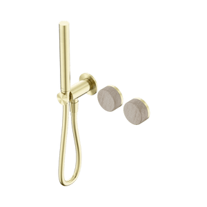 Nero Showers SERENITY PROGRESSIVE SHOWER SYSTEM WITH ROME TRAVERTINE HANDLE AND SLIM SHOWER BRUSHED GOLD (24E021BG)