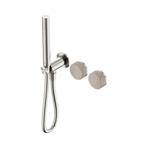 Nero Showers SERENITY PROGRESSIVE SHOWER SYSTEM WITH ROME TRAVERTINE HANDLE AND SLIM SHOWER BRUSHED NICKEL (24E021BN)