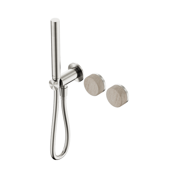 Nero Showers SERENITY PROGRESSIVE SHOWER SYSTEM WITH ROME TRAVERTINE HANDLE AND SLIM SHOWER BRUSHED NICKEL (24E021BN)