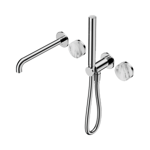 Nero Showers SERENITY PROGRESSIVE SHOWER SYSTEM WITH SPOUT WITH ARABESCATO CORCHIA HANDLE AND SLIM SHOWER CHROME (24E010CH)
