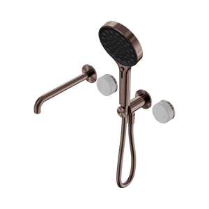 Nero Showers SERENITY PROGRESSIVE SHOWER SYSTEM WITH SPOUT WITH CARRARA HANDLE AND SERENITY HAND SHOWER BRUSHED BRONZE (24E013BZ)