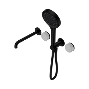 Nero Showers SERENITY PROGRESSIVE SHOWER SYSTEM WITH SPOUT WITH CARRARA HANDLE AND SERENITY HAND SHOWER MATTE BLACK (24E013MB)