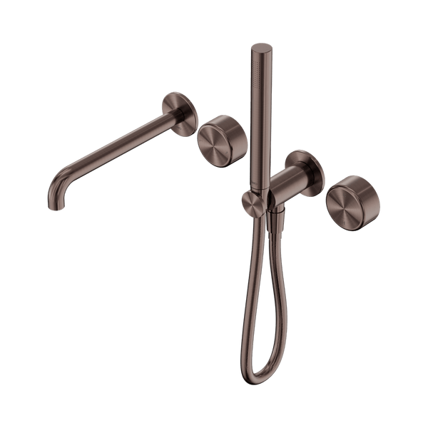 Nero Showers SERENITY PROGRESSIVE SHOWER SYSTEM WITH SPOUT WITH METAL HANDLE AND SLIM SHOWER BRUSHED BRONZE (24E012BZ)