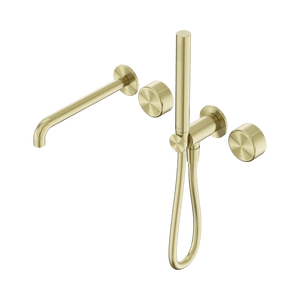 Nero Showers SERENITY PROGRESSIVE SHOWER SYSTEM WITH SPOUT WITH METAL HANDLE AND SLIM SHOWER BRUSHED GOLD (24E012BG)