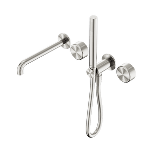 Nero Showers SERENITY PROGRESSIVE SHOWER SYSTEM WITH SPOUT WITH METAL HANDLE AND SLIM SHOWER BRUSHED NICKEL (24E012BN)