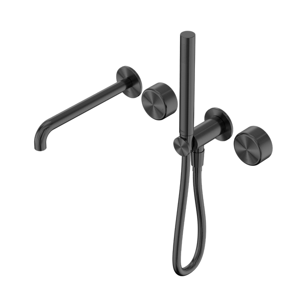 Nero Showers SERENITY PROGRESSIVE SHOWER SYSTEM WITH SPOUT WITH METAL HANDLE AND SLIM SHOWER GUN METAL (24E012GM)