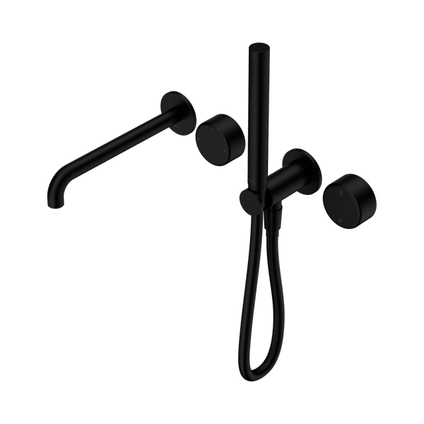 Nero Showers SERENITY PROGRESSIVE SHOWER SYSTEM WITH SPOUT WITH METAL HANDLE AND SLIM SHOWER MATTE BLACK (24E012MB)