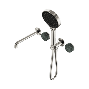 Nero Showers SERENITY PROGRESSIVE SHOWER SYSTEM WITH SPOUT WITH VERDE ALPI HANDLE AND SERENITY HAND SHOWER BRUSHED NICKEL (24E014BN)